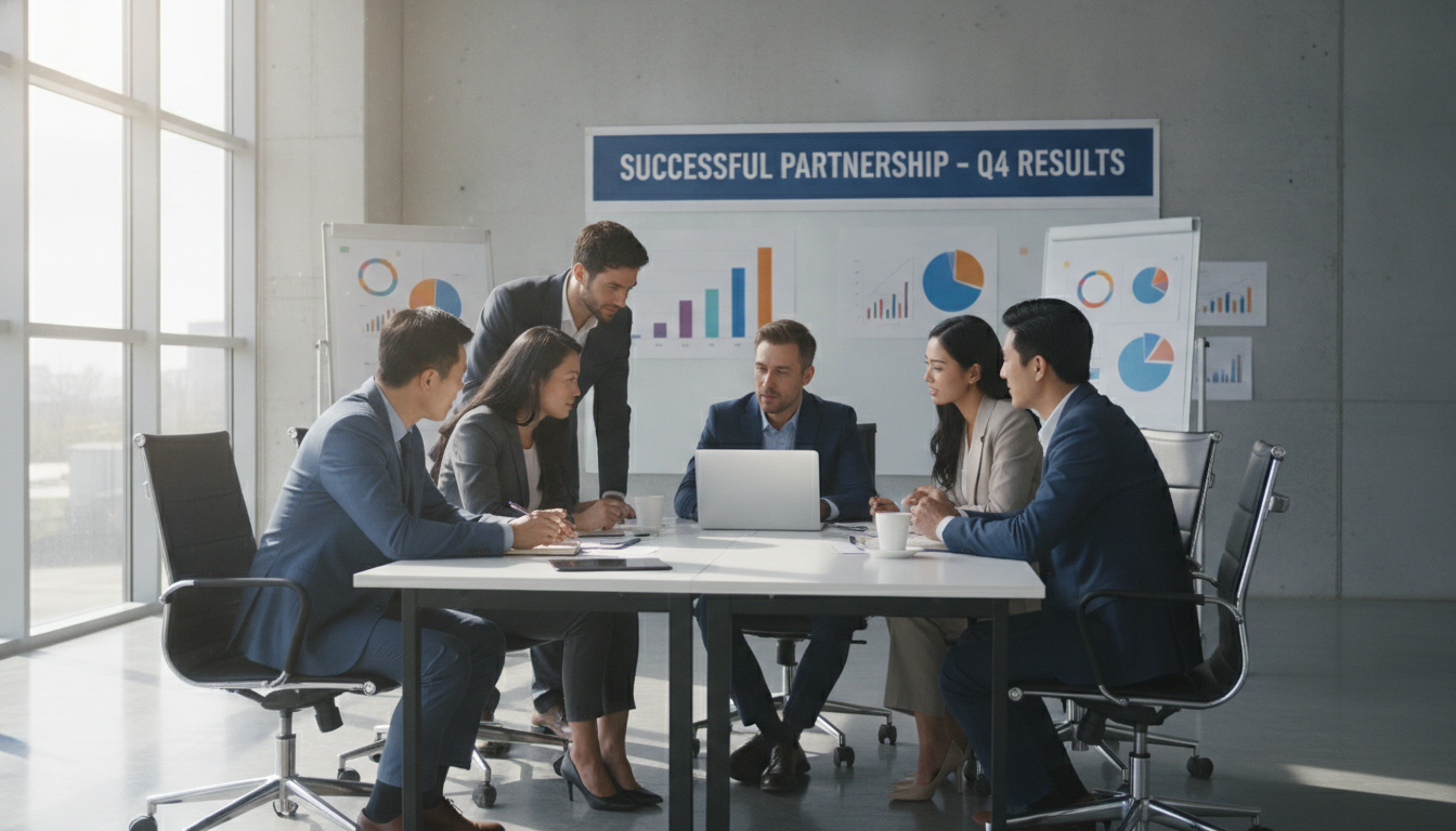 Marketing team reviewing campaign performance